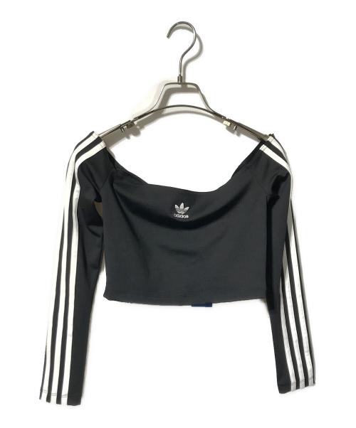 adidas（アディダス）adidas (アディダス) アディカラー オフショルダー 長袖Tシャツ/オフショルTシャツ ブラック サイズ:Mの古着・服飾アイテム