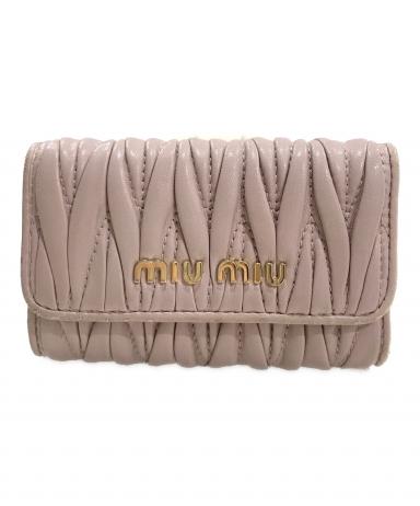 【新品未使用】MIU MIU ドットピンク キーケース ミュウミュウ キーケース ドット柄 カーフレザー 5PG222 MIUMIIU