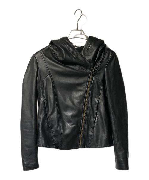 HELMUT LANG（ヘルムートラング）HELMUT LANG (ヘルムートラング) WASHD LMBSKIN HOODED JACKET/フード付きジャケット ブラック サイズ:ＸＳの古着・服飾アイテム