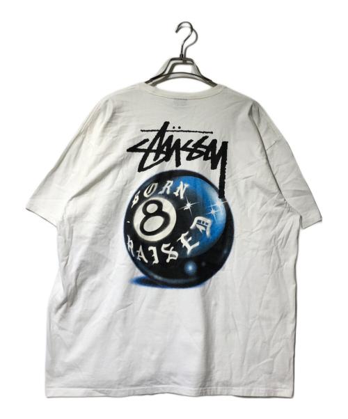 stussy（ステューシー）stussy (ステューシー) BORN X RAISED (ボーン レイズド) 8 BALL TEE ホワイト サイズ:XXLの古着・服飾アイテム