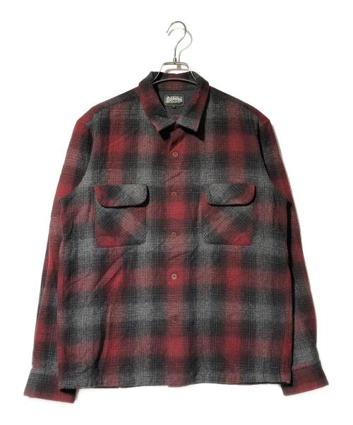 addiction（アディクション）addiction (アディクション) ウールシャツ グレー×レッド サイズ:XLの古着・服飾アイテム