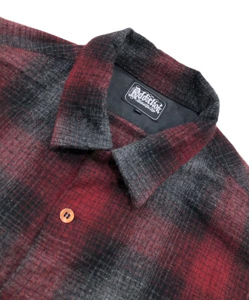 addiction（アディクション）addiction (アディクション) ウールシャツ グレー×レッド サイズ:XLの古着・服飾アイテム