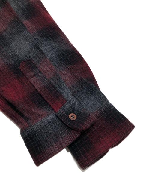 addiction（アディクション）addiction (アディクション) ウールシャツ グレー×レッド サイズ:XLの古着・服飾アイテム