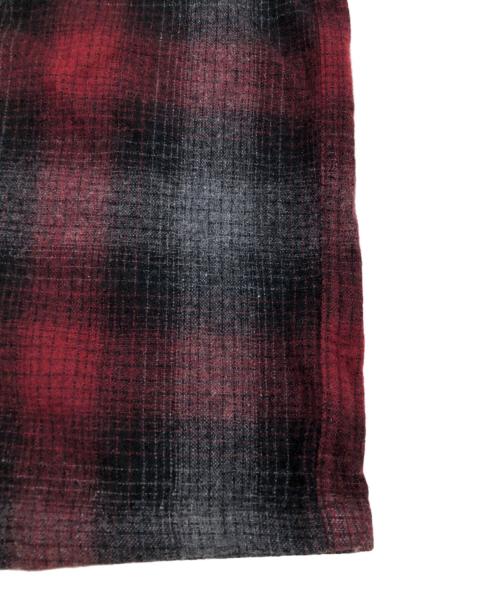 addiction（アディクション）addiction (アディクション) ウールシャツ グレー×レッド サイズ:XLの古着・服飾アイテム