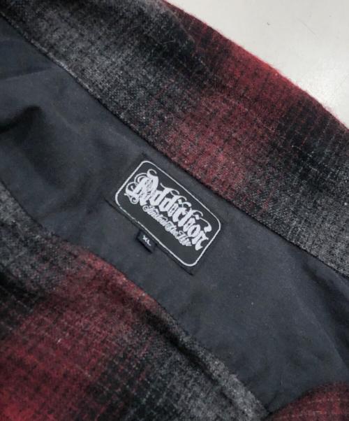 addiction（アディクション）addiction (アディクション) ウールシャツ グレー×レッド サイズ:XLの古着・服飾アイテム