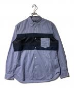 COMME des GARCONS HOMMEコムデギャルソン オム）の古着「Different Fabric Switched Gingham Check L/S Shirt」｜ブルー