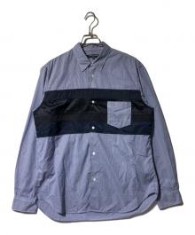 COMME des GARCONS HOMME（コムデギャルソン オム）の古着「Different Fabric Switched Gingham Check L/S Shirt」｜ブルー
