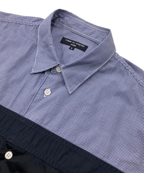 COMME des GARCONS HOMME（コムデギャルソン オム）COMME des GARCONS HOMME (コムデギャルソン オム) Different Fabric Switched Gingham Check L/S Shirt ブルー サイズ:Lの古着・服飾アイテム
