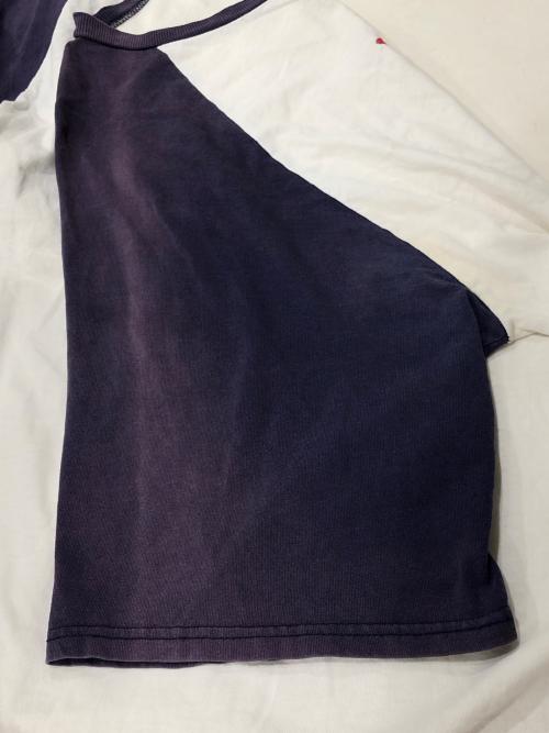 DELTA（デルタ）DELTA (デルタ) 90's SPAMラグランTシャツ パープル×ホワイト サイズ:XLの古着・服飾アイテム