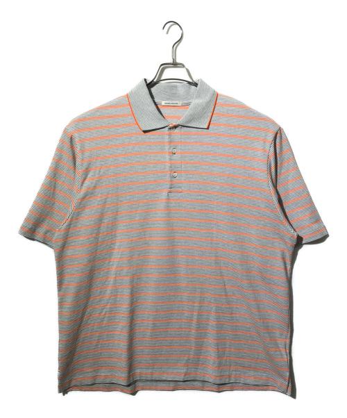 UNIVERSAL PRODUCTS.（ユニバーサルプロダクツ）UNIVERSAL PRODUCTS. (ユニバーサルプロダクツ) MULTI BORDER S/S POLO オレンジ×グレー サイズ:3の古着・服飾アイテム