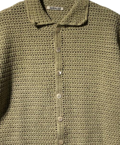 AURALEE（オーラリー）AURALEE (オーラリー) HAND CROCHET KNIT HALF SLEEVED SHIRT イエロー サイズ:3の古着・服飾アイテム