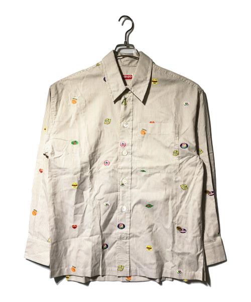 KENZO（ケンゾー）KENZO (ケンゾー) Fruit Stickers Shirt ブラウン サイズ:XSの古着・服飾アイテム