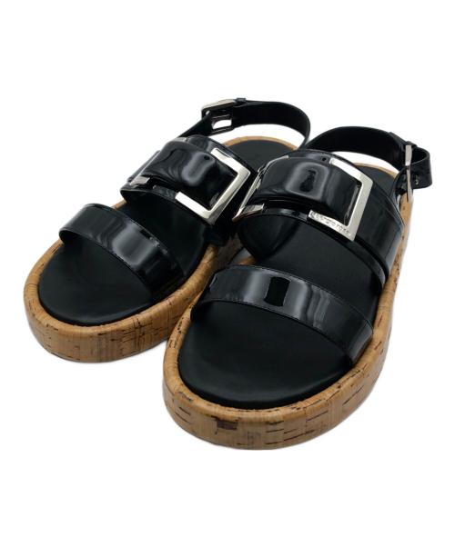 sergio rossi（セルジオロッシ）sergio rossi (セルジオロッシ) ウッドソールサンダル ブラウン×ブラック サイズ:37の古着・服飾アイテム