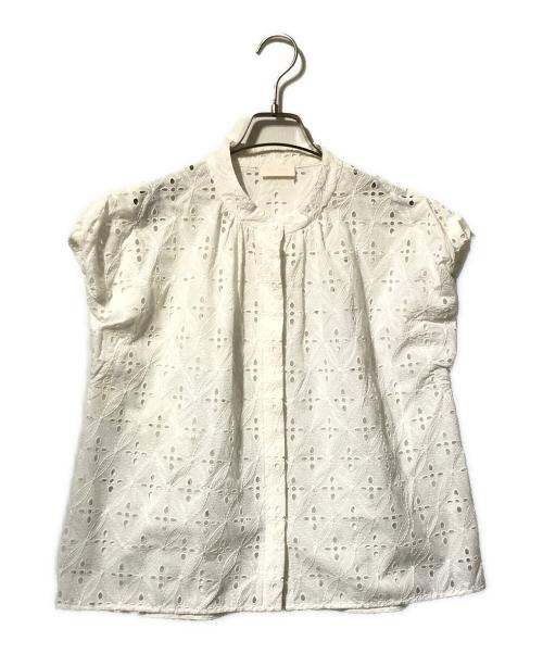 BALLSEY（ボールジィ）BALLSEY (ボールジィ) ロロンフラワーエンブロイダリー フレンチスリーブブラウス ホワイト サイズ:36の古着・服飾アイテム