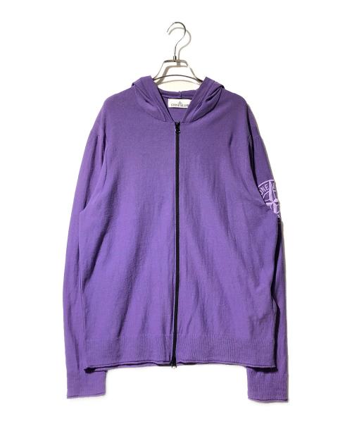 STONE ISLAND（ストーンアイランド）STONE ISLAND (ストーンアイランド) ニットジップパーカー パープル サイズ:Mの古着・服飾アイテム