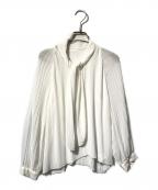 TOMORROW LANDトゥモローランド）の古着「プリーツボウタイブラウス/ラグランブラウス」｜ホワイト