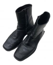 BALENCIAGA（バレンシアガ）の古着「レザーサイドジップスクエアトゥショートブーツ」｜ブラック