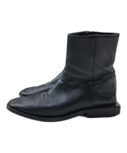 BALENCIAGA（バレンシアガ）BALENCIAGA (バレンシアガ) レザーサイドジップスクエアトゥショートブーツ ブラック サイズ:36の古着・服飾アイテム
