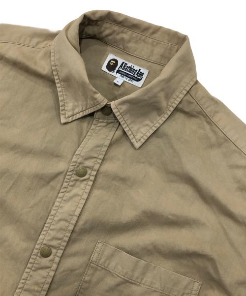 A BATHING APE（ア ベイシング エイプ）A BATHING APE (ア ベイシング エイプ) サル刺繍ロングスリーブシャツ ベージュ サイズ:Ｌの古着・服飾アイテム