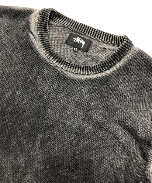 stussy（ステューシー）stussy (ステューシー) FADED COTTON KNIT CREW ブラック サイズ:Ｌの古着・服飾アイテム