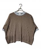 45Rフォーティファイブ・アール）の古着「ギンガムジャカードのビッグスリットTシャツ」｜ブラウン