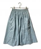 homspunホームスパン）の古着「バルキーシーチング ダブルポケットギャザースカート」｜ブルー