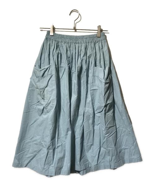 homspun（ホームスパン）homspun (ホームスパン) バルキーシーチング ダブルポケットギャザースカート ブルー サイズ:表記なしの古着・服飾アイテム