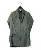 PLEATS PLEASEプリーツプリーズ）の古着「ショールカラープリーツジャケット」｜グリーン