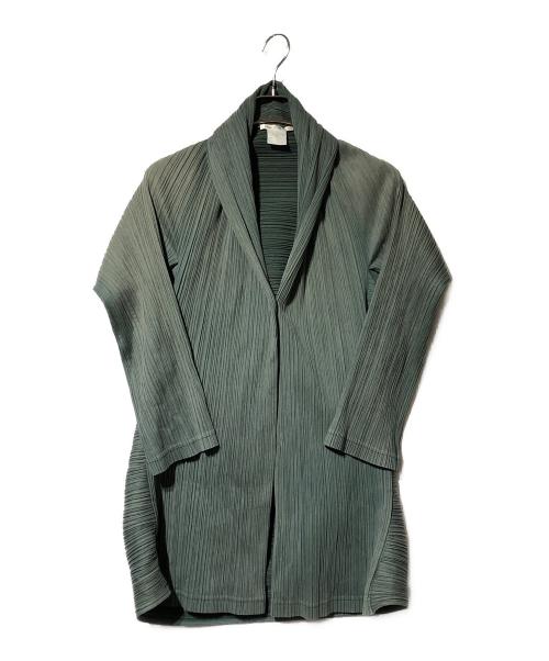 PLEATS PLEASE（プリーツプリーズ）PLEATS PLEASE (プリーツプリーズ) ショールカラープリーツジャケット グリーン サイズ:Sの古着・服飾アイテム