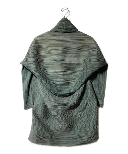 PLEATS PLEASE（プリーツプリーズ）PLEATS PLEASE (プリーツプリーズ) ショールカラープリーツジャケット グリーン サイズ:Sの古着・服飾アイテム
