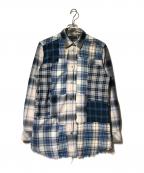 DIESELディーゼル）の古着「パッチワーク長袖シャツ」｜ブルー