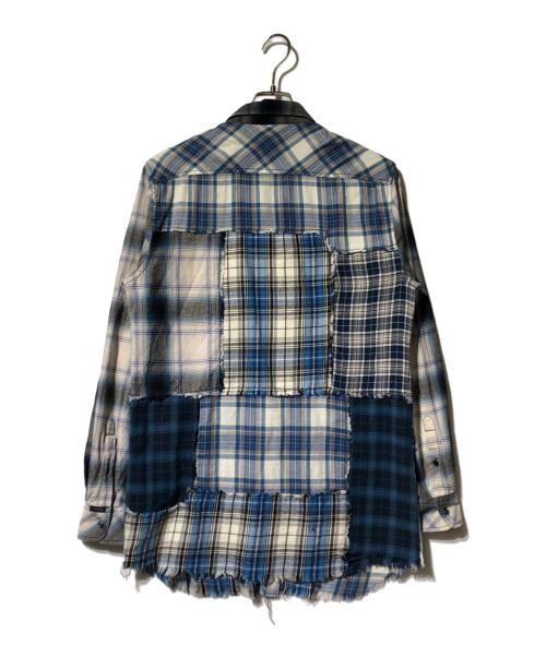 DIESEL（ディーゼル）DIESEL (ディーゼル) パッチワーク長袖シャツ ブルー サイズ:Sの古着・服飾アイテム