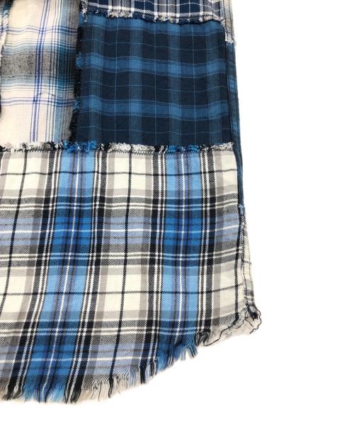 DIESEL（ディーゼル）DIESEL (ディーゼル) パッチワーク長袖シャツ ブルー サイズ:Sの古着・服飾アイテム