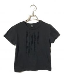 Y's（ワイズ）の古着「フロッキーカットソー」｜ブラック