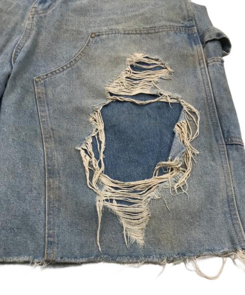 WHITELAND（ホワイトランド）WHITELAND (ホワイトランド) ヴィンテージ加工ダブルニーデニムショートパンツ インディゴ サイズ:Fの古着・服飾アイテム