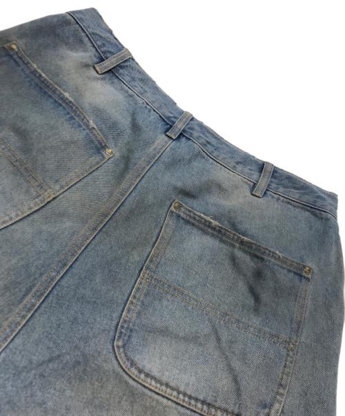 WHITELAND（ホワイトランド）WHITELAND (ホワイトランド) ヴィンテージ加工ダブルニーデニムショートパンツ インディゴ サイズ:Fの古着・服飾アイテム