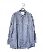 WHITE MOUNTAINEERINGホワイトマウンテ二アニング）の古着「ストライプシャツ/長袖シャツ」｜ブルー