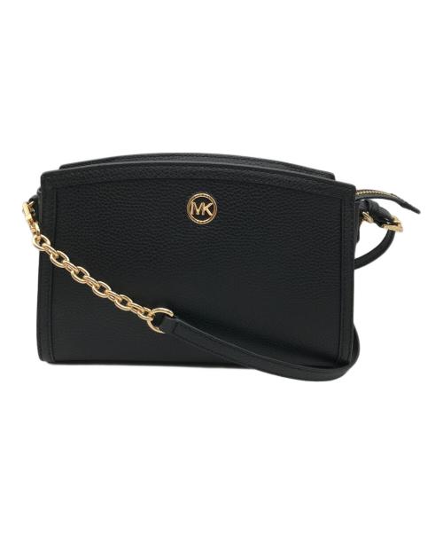 MICHAEL KORS（マイケル・コース）MICHAEL KORS (マイケル・コース) ロゴレザーショルダーバッグ ブラックの古着・服飾アイテム