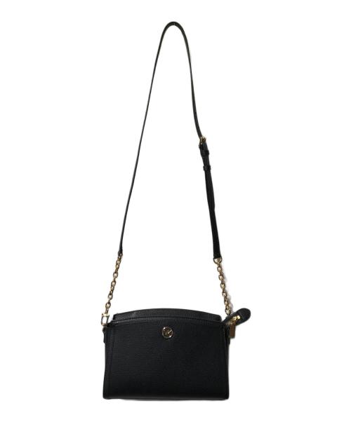MICHAEL KORS（マイケル・コース）MICHAEL KORS (マイケル・コース) ロゴレザーショルダーバッグ ブラックの古着・服飾アイテム