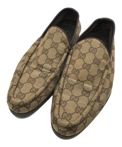 GUCCI（グッチ）GUCCI (グッチ) GGキャンバススリッポン ベージュ サイズ:40の古着・服飾アイテム