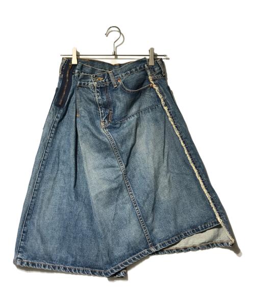 JUNYA WATANABE COMME des GARCONS（(ジュンヤワタナベ コムデギャルソン）JUNYA WATANABE COMME des GARCONS ((ジュンヤワタナベ コムデギャルソン) 再構築 変形 デニムスカート レディース インディゴ サイズ:Mの古着・服飾アイテム