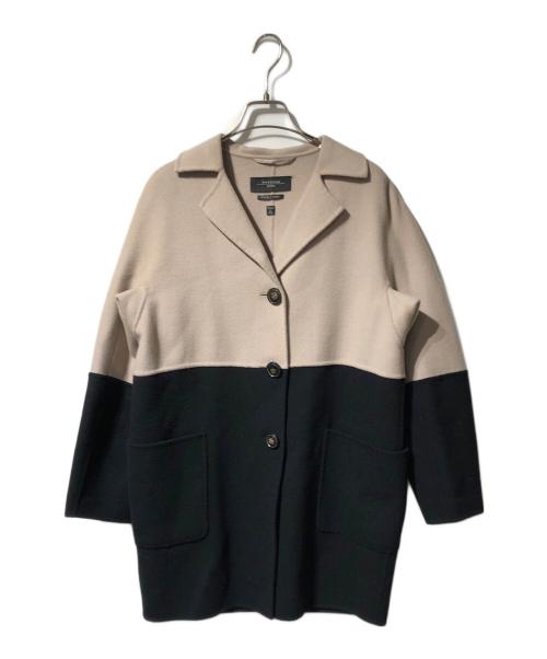 Max Mara WEEK END LINE（マックスマーラ ウイークエンドライン）Max Mara WEEK END LINE (マックスマーラ ウイークエンドライン) ウールバイカラーコート ベージュ×ブラック サイズ:38の古着・服飾アイテム