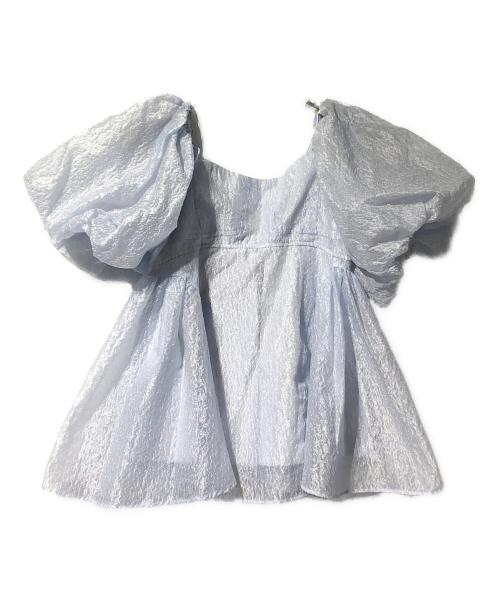 Lily Brown（リリーブラウン）Lily Brown (リリーブラウン) 3wayシアージャガードペプラムブラウス ブルー サイズ:Fの古着・服飾アイテム