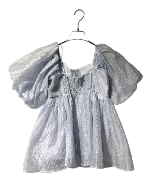 Lily Brown（リリーブラウン）Lily Brown (リリーブラウン) 3wayシアージャガードペプラムブラウス ブルー サイズ:Fの古着・服飾アイテム