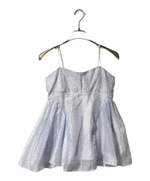 Lily Brown（リリーブラウン）Lily Brown (リリーブラウン) 3wayシアージャガードペプラムブラウス ブルー サイズ:Fの古着・服飾アイテム