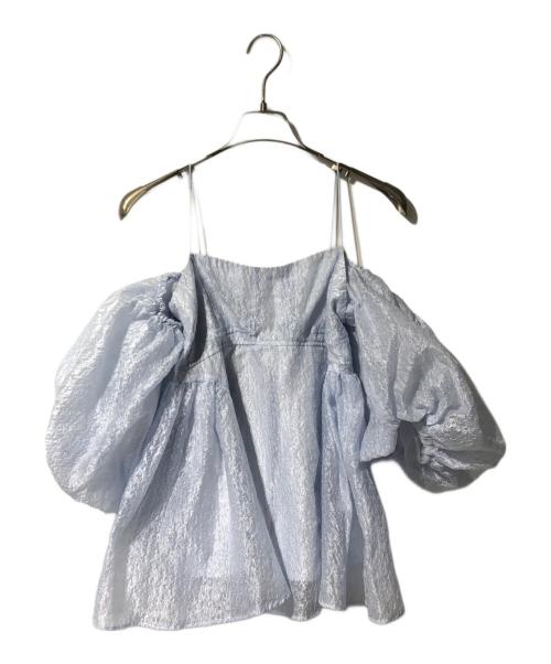 Lily Brown（リリーブラウン）Lily Brown (リリーブラウン) 3wayシアージャガードペプラムブラウス ブルー サイズ:Fの古着・服飾アイテム