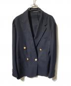 green label relaxingグリーンレーベルリラクシング）の古着「TWオックス ダブル4ボタン ブレザー/金釦ジャケット」｜ネイビー