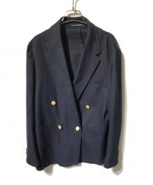 green label relaxing（グリーンレーベルリラクシング）の古着「TWオックス ダブル4ボタン ブレザー/金釦ジャケット」｜ネイビー