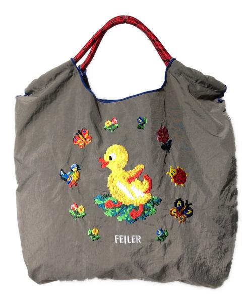 FEILER（フェイラー）FEILER (フェイラー) BALL & CHAIN (ボールアンドチェーン) ハンドバッグ グレーの古着・服飾アイテム