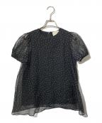 UNITED ARROWS TOKYOユナイテッドアローズトウキョウ）の古着「オーガンジー ミニパフ ショートスリーブ ブラウス」｜ブラック
